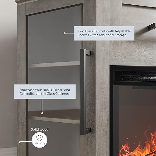 Miniatura 4 de BELLEZE Soporte de TV de esquina de 43 pulgadas con calentador eléctrico de chimenea de 18 pulgadas para televisores de hasta 43 pulgadas, moderno