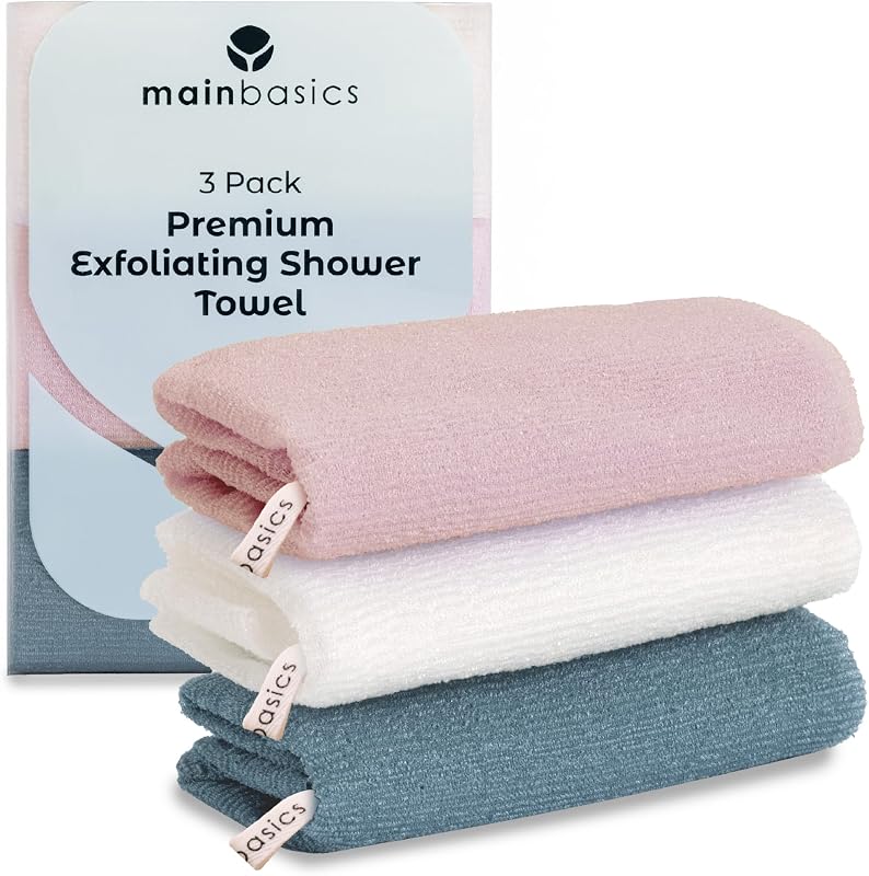 Toalha esfoliante japonesa para banho MainBasics Airy Blossom, 3 unidades
