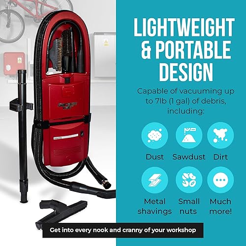 Miniatura 6 de InterVac Aspiradora de garaje para taller, aspiradora de garaje de 1 galón montada en la pared, aspiradora de manguera elástica para caravanas,
