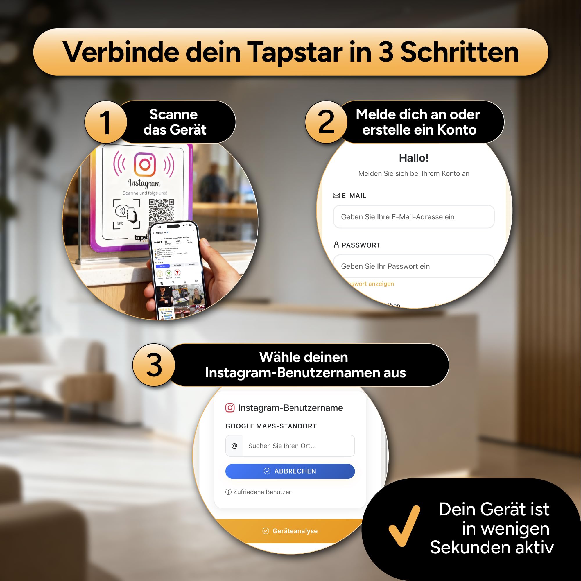 Tapstar Instagram Aufsteller mit NFC & QR-Code – Acryl Bewertungsaufsteller für Follower – Kompatibel mit iPhone & Android