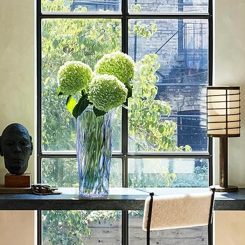 Miniatura 4 de Jarrón de vidrio para flores, jarrones de vidrio transparente azul para centros de mesa, jarrón de cristal para decoración de flores de mesa del