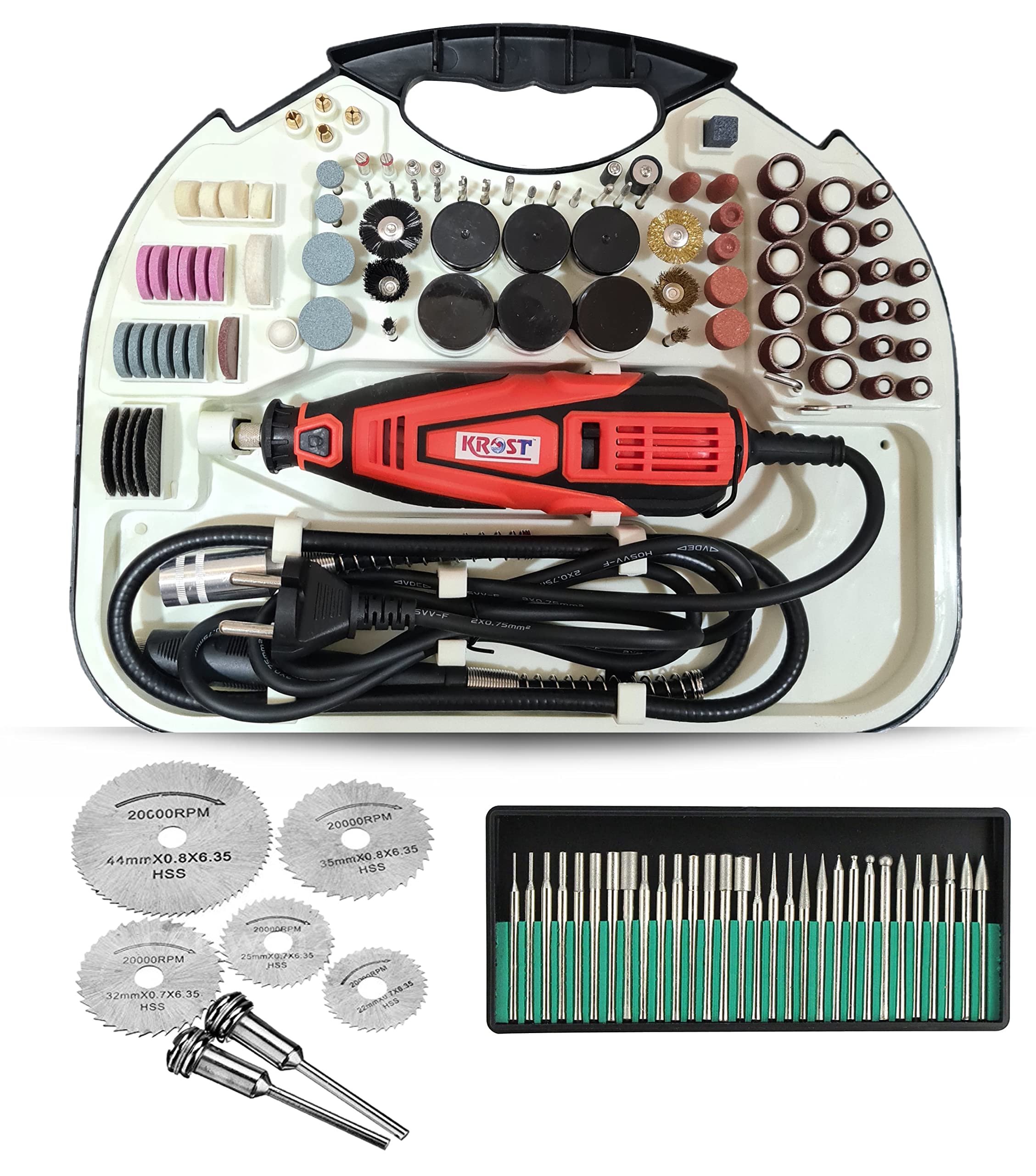 KROST 250pcs Multi Tool Die Grinder Rotary Tool Kit & Diy Crafts Works Accessory Kit With Diamond Coated Burr Set & 6Pcs Hss Circular Saw Blade (B074H5SFSG) Amazon Price History, Amazon Price Tracker
