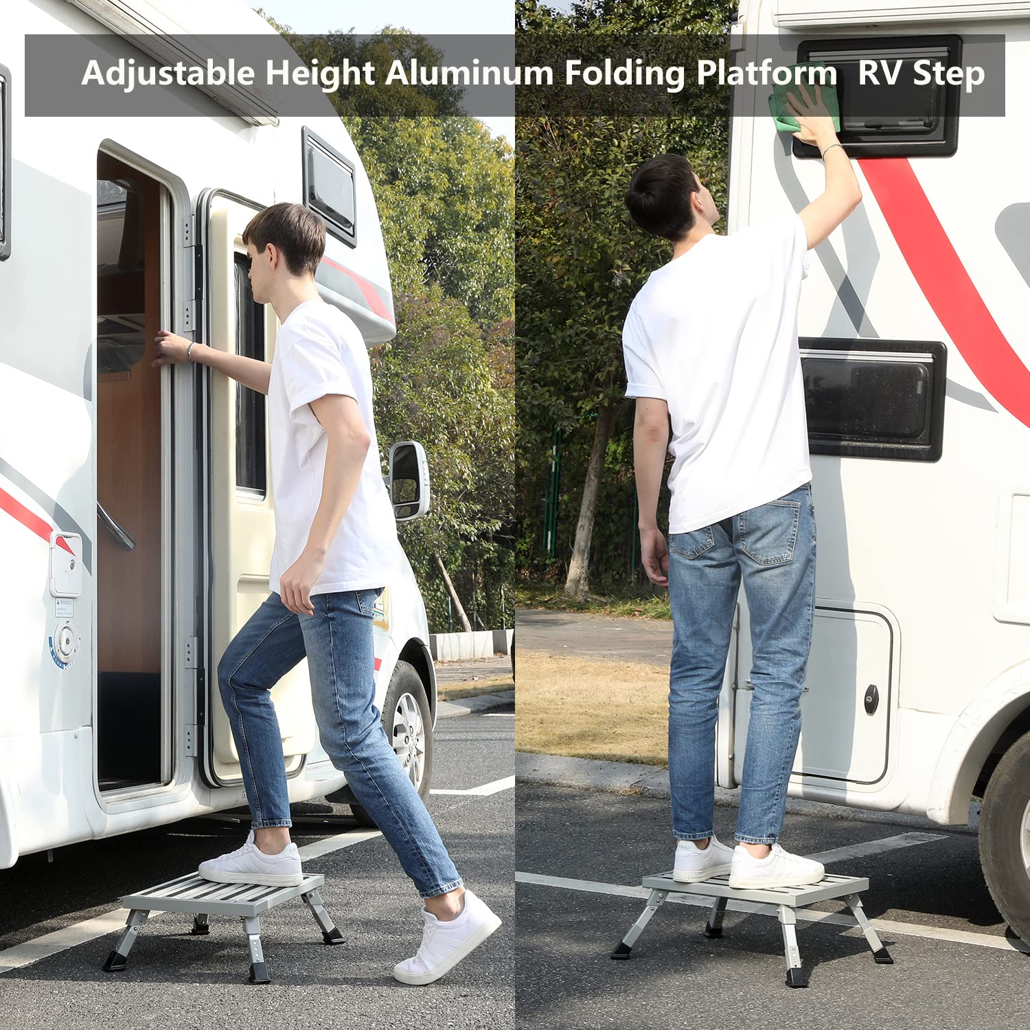 Step Stool For Adults RV Step Stool 19x14.5 Inch - Aluminum Folding ...