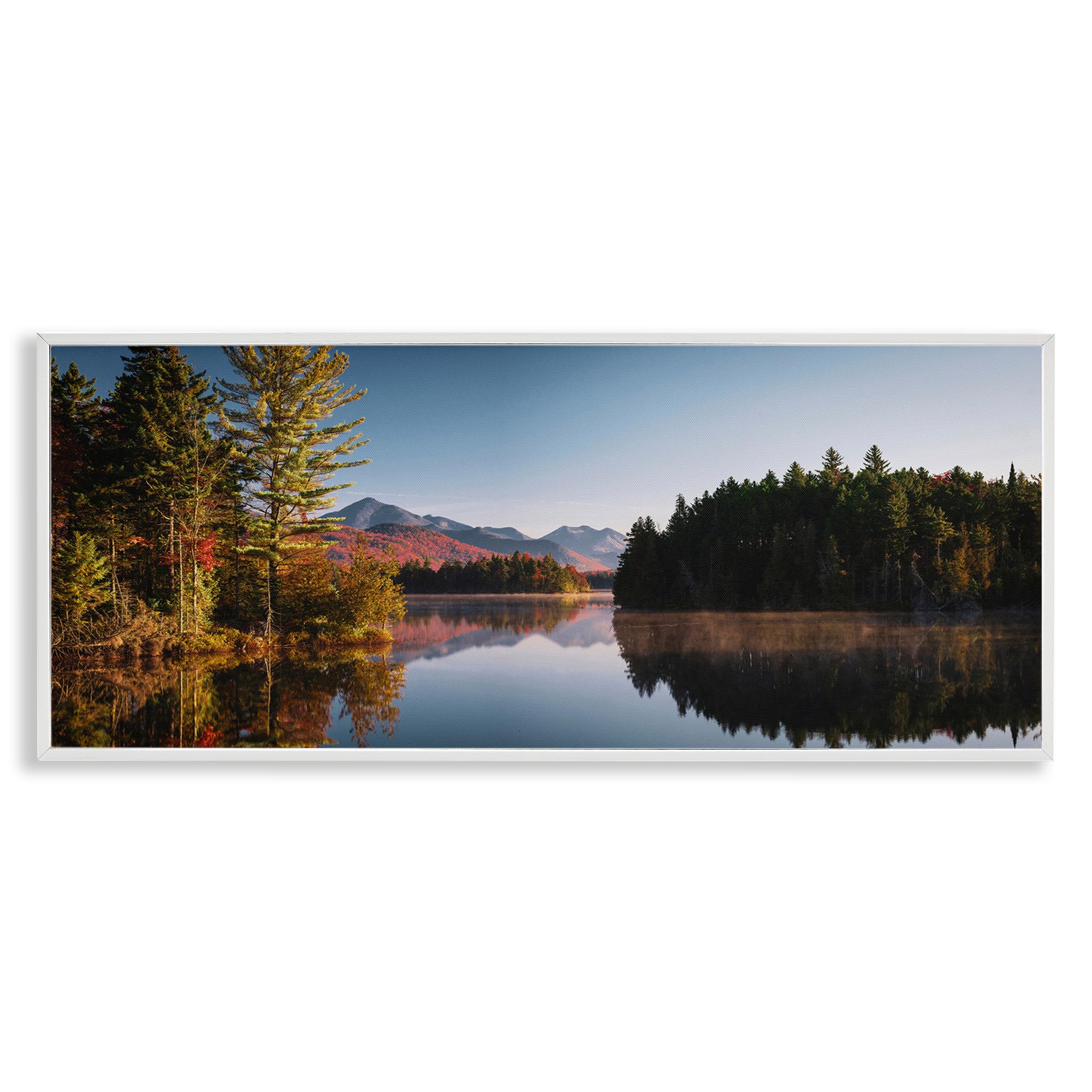 Stupell Industries 'Autumn Morning Reflection', Framed Giclee Art, White, 24 x 10 Inches, Easy to Hang and Sturdy, Made in USA, by Jonathan Zaharek