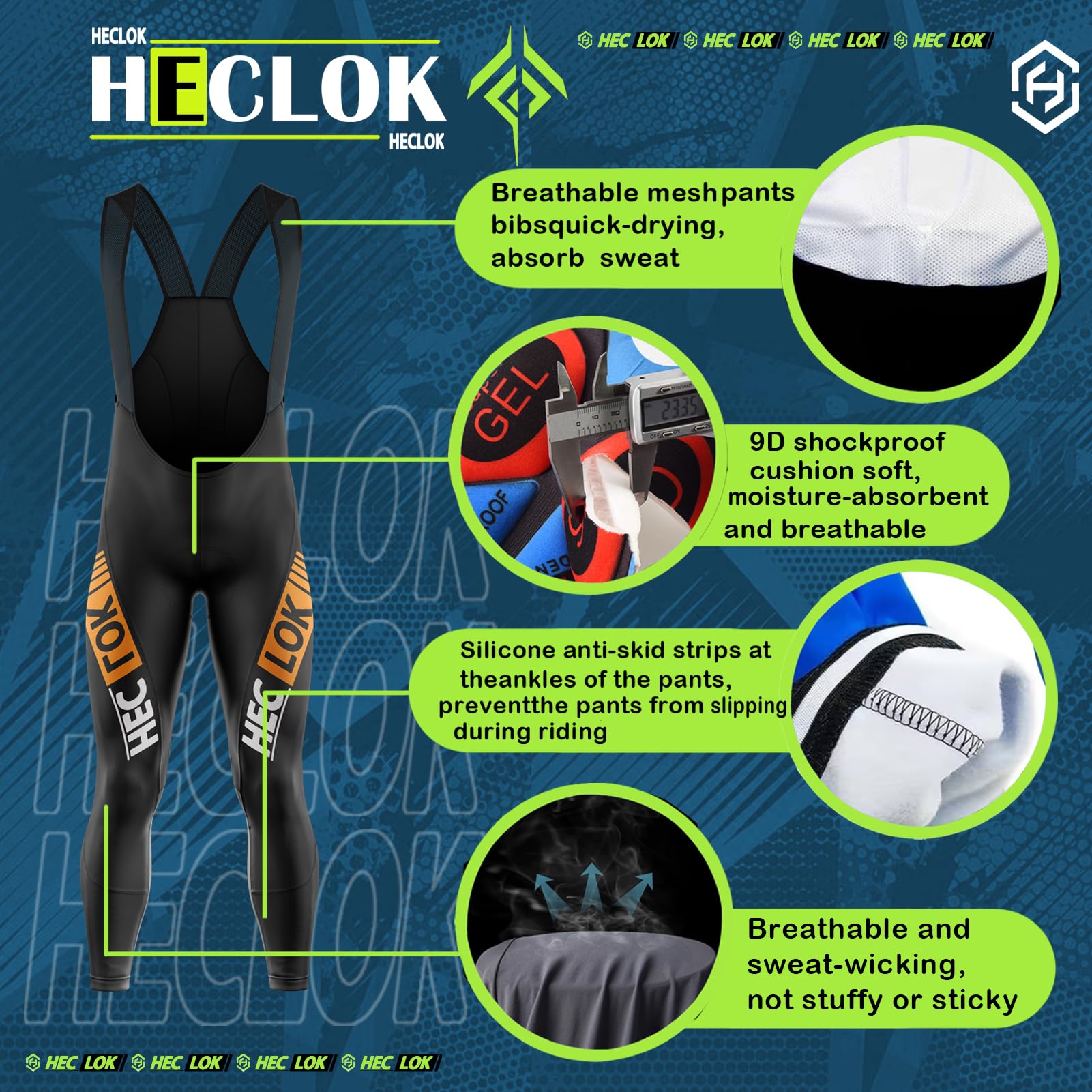 Ropa Ciclismo Otoño/Invierno/Primavera para Hombre Ciclismo Maillot MTB de Manga Larga y Culotte Pantalones Acolchado 9D，9D Gel Pad Acolchado