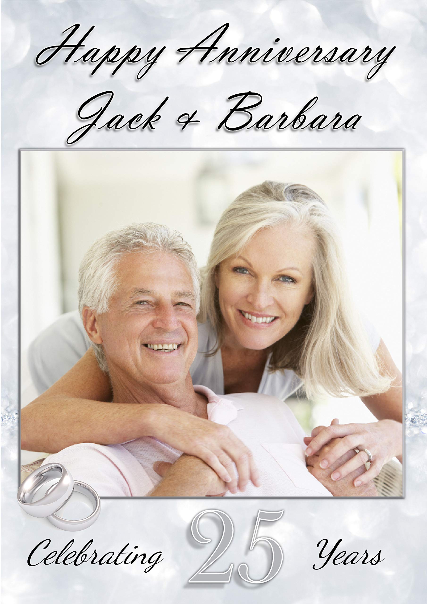 Personalised Silver 25th Wedding Anniversary Photo Poster Banner N74 (A1 (59.4cm x 84.1cm))