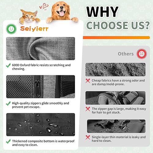 Miniatura 4 de Seiyierr Corralito para Perros, Estuche de Transporte Portátil Plegable para Mascotas, Corrales para Cachorros Exteriores para Gatos Pequeños