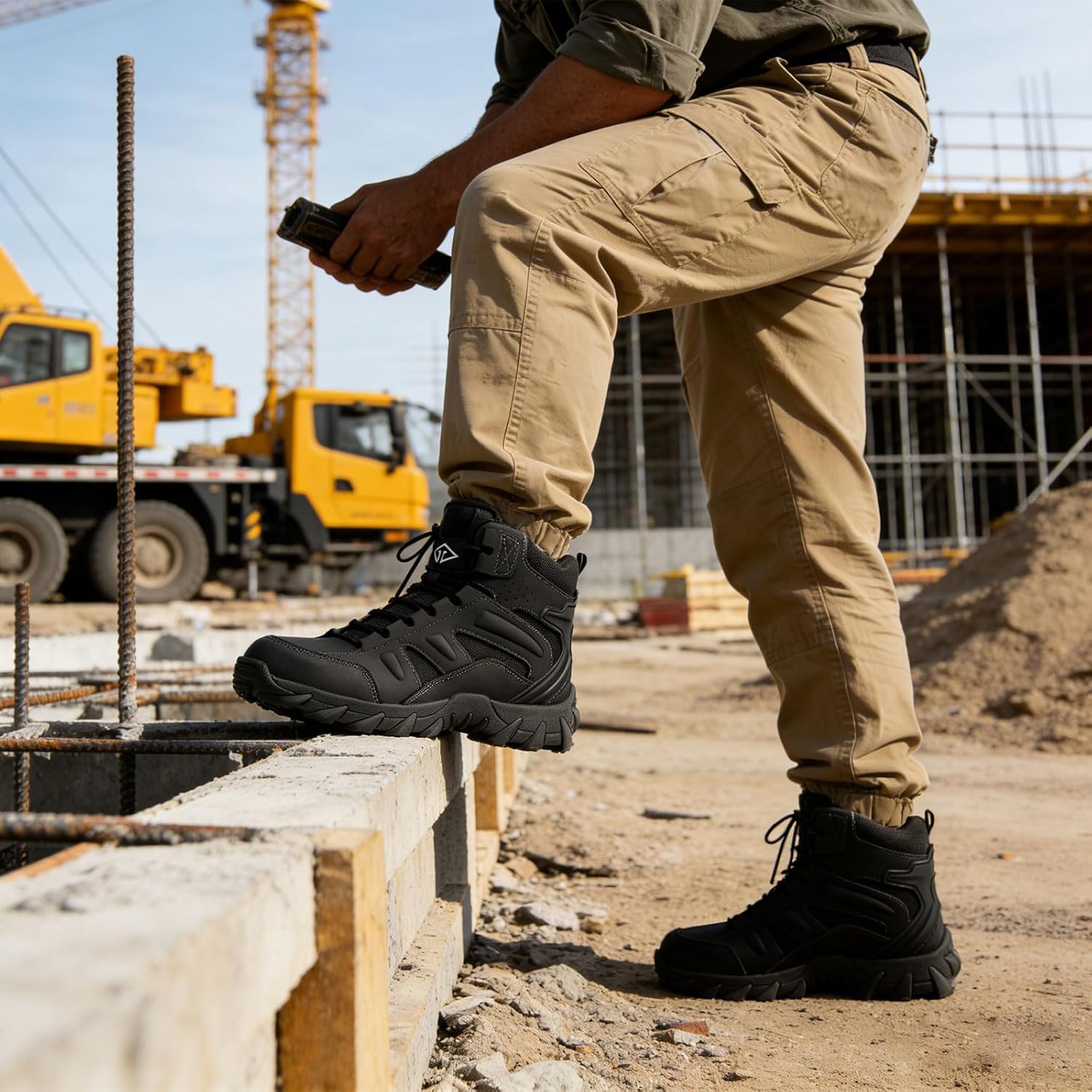 Work Boots for Men Comfortable Steel Toe Boots，Indestructible Industrial & Construction Safety Shoes Non Slip Mens Composite Toe Boots