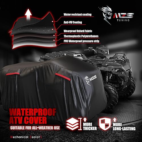 Miniatura 2 de MZS - Cubierta ATV para Todo Clima y Estación, Almacenamiento al Aire Libre, Protección Impermeable, Accesorios, se ajusta hasta 101 pulgadas,