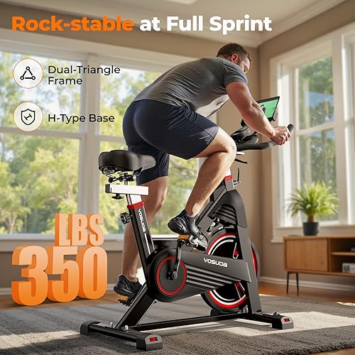 Miniatura 10 de YOSUDA PRO Magnetic Exercise Bike 350 lbs Weight Capacity L-010  Brake Pad Indoor Cycling Bike Stationary L-007A with Comfortable Seat Cushion