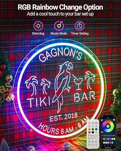 Miniatura 4 de Letreros de neón impermeables personalizados para decoración de pared, letrero de luces Tiki personalizado para patio exterior, regalos de papá para