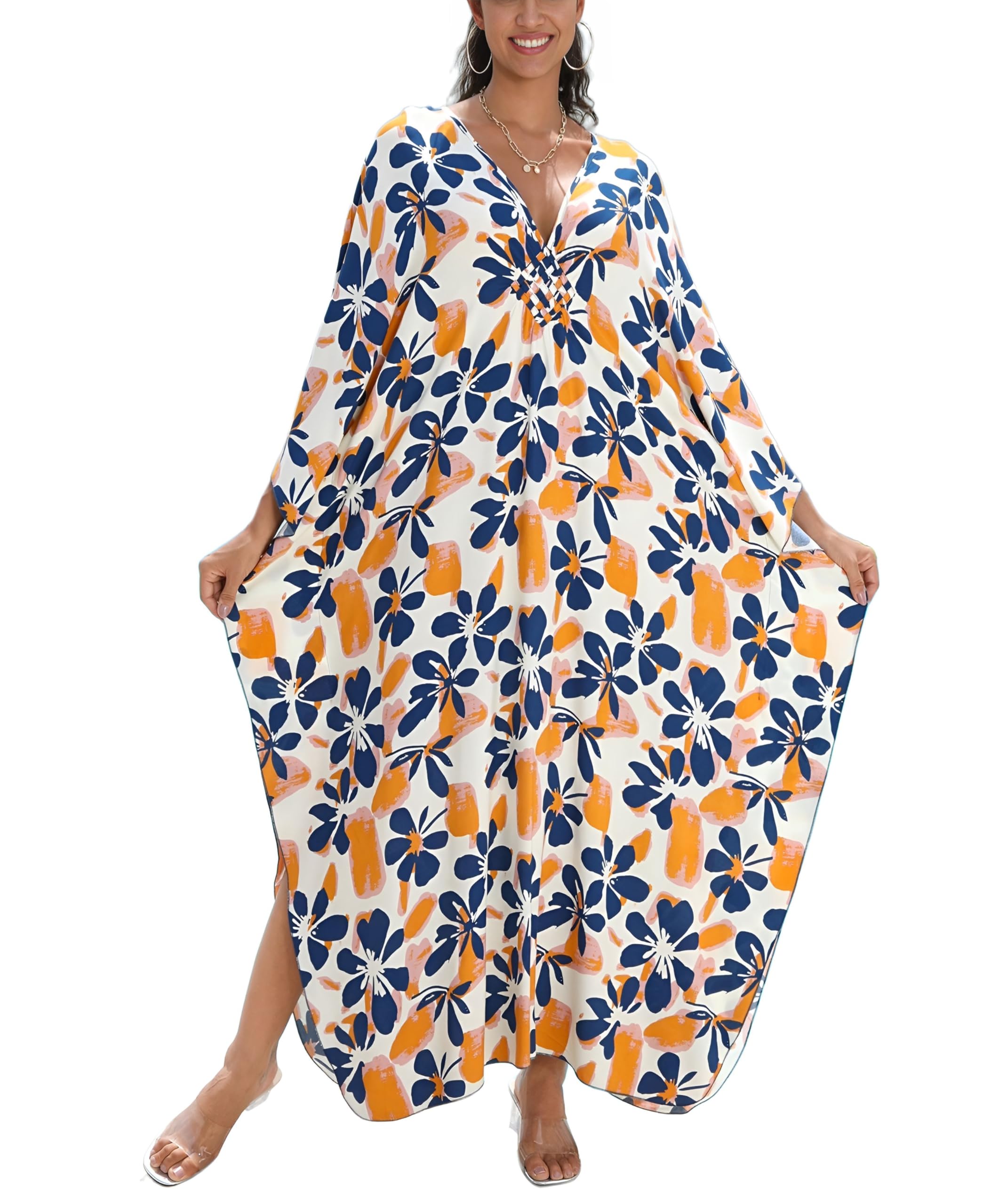 KEYLORTING Plus Size Kaftan Dress Women, African Moo Moo Print Caftan, Batwing Dress, Beach Cover Up for Party and Loungewear