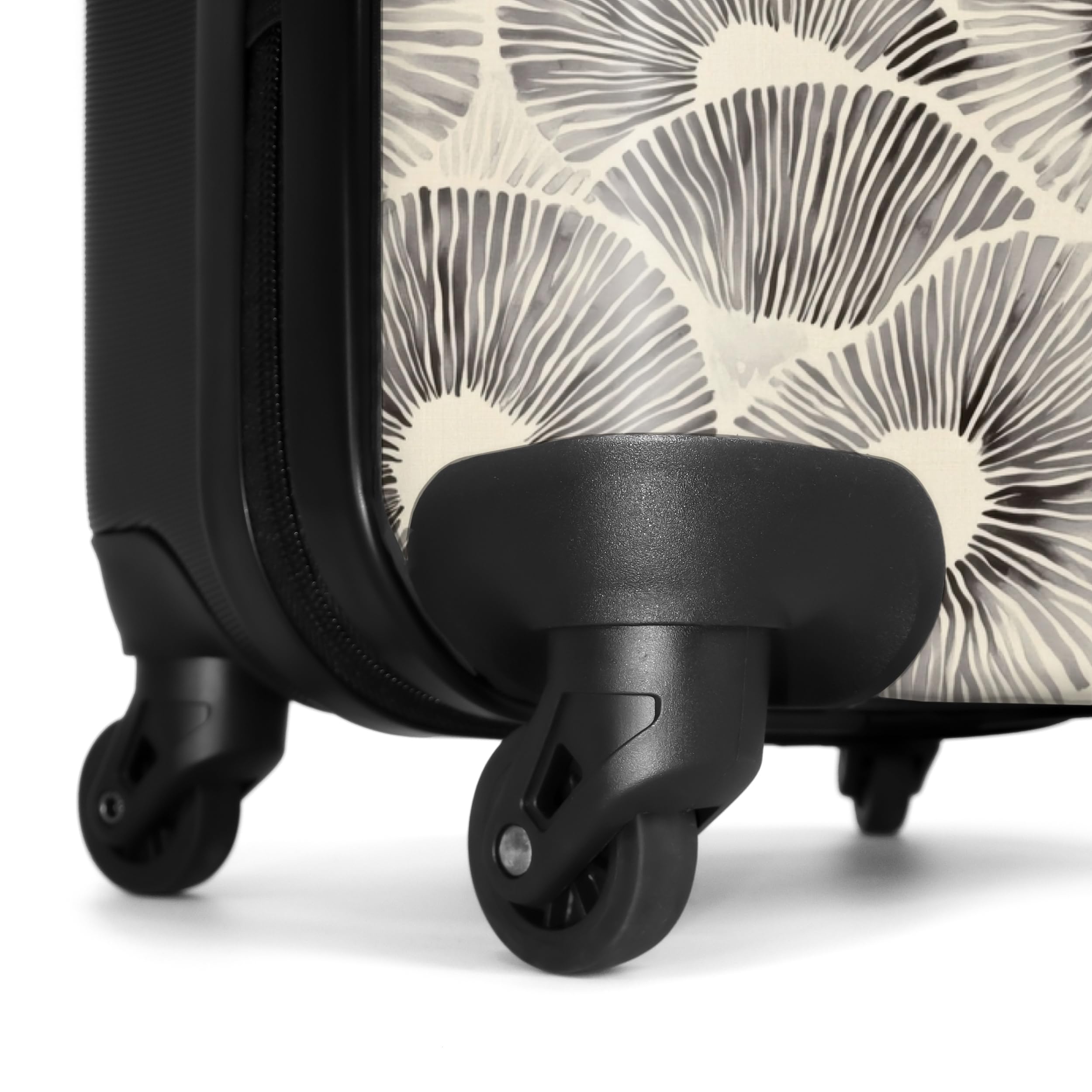 NoBoringSuitcases.com® Koffer Mittelgroß 67x43x25 cm Hartschalenkoffer L Trolley Rollkoffer 4 Rollen Leicht Hartschale Mittel Groß Kreise - Muster - Schwarz