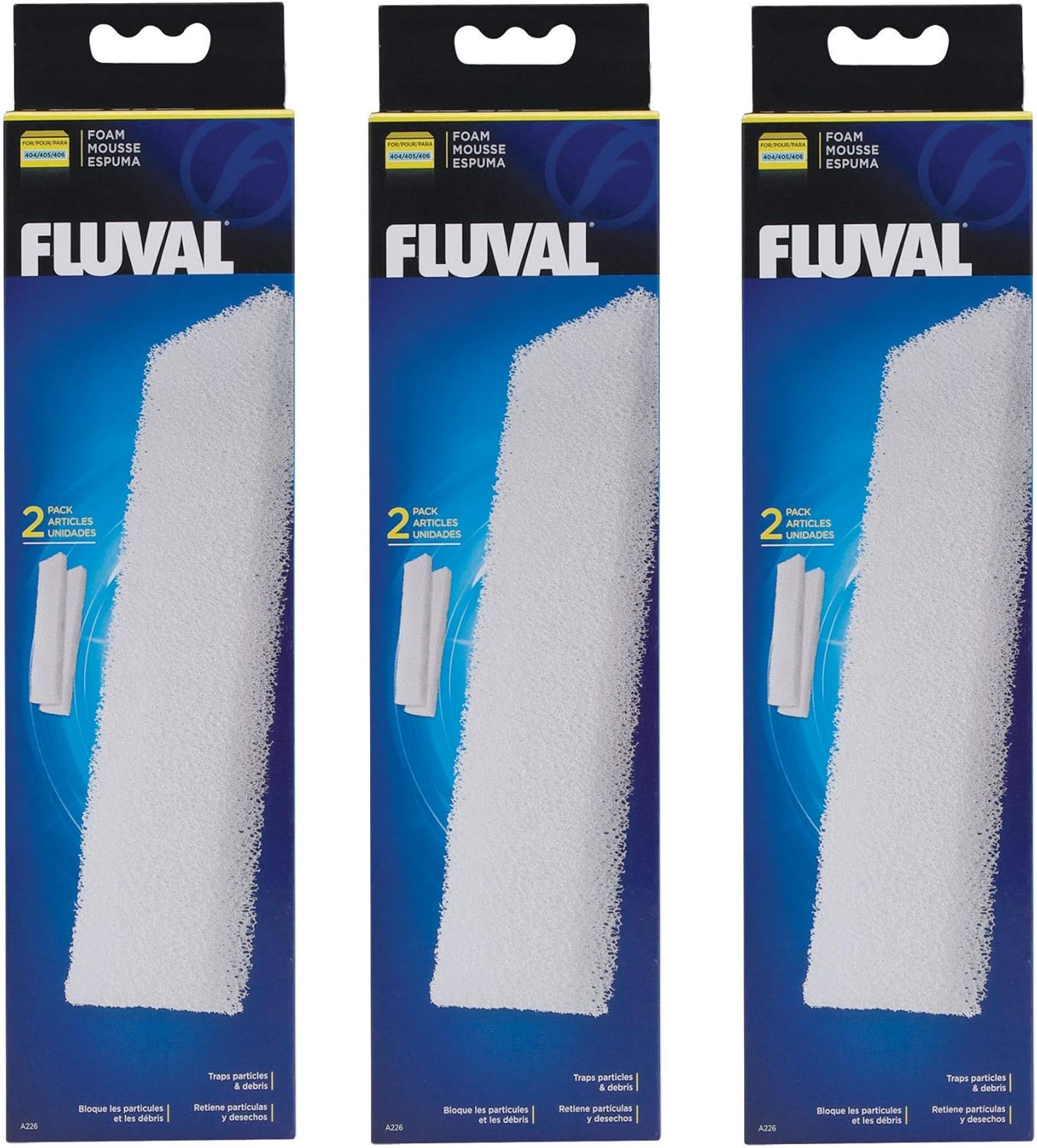 (3 Pack) Fluval Filter Foam Block 404/405, 2 Blocks each