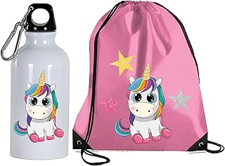 Borraccia Lyon Unicorno Kit Bambini con Sacca Zainetto Idea Regalo