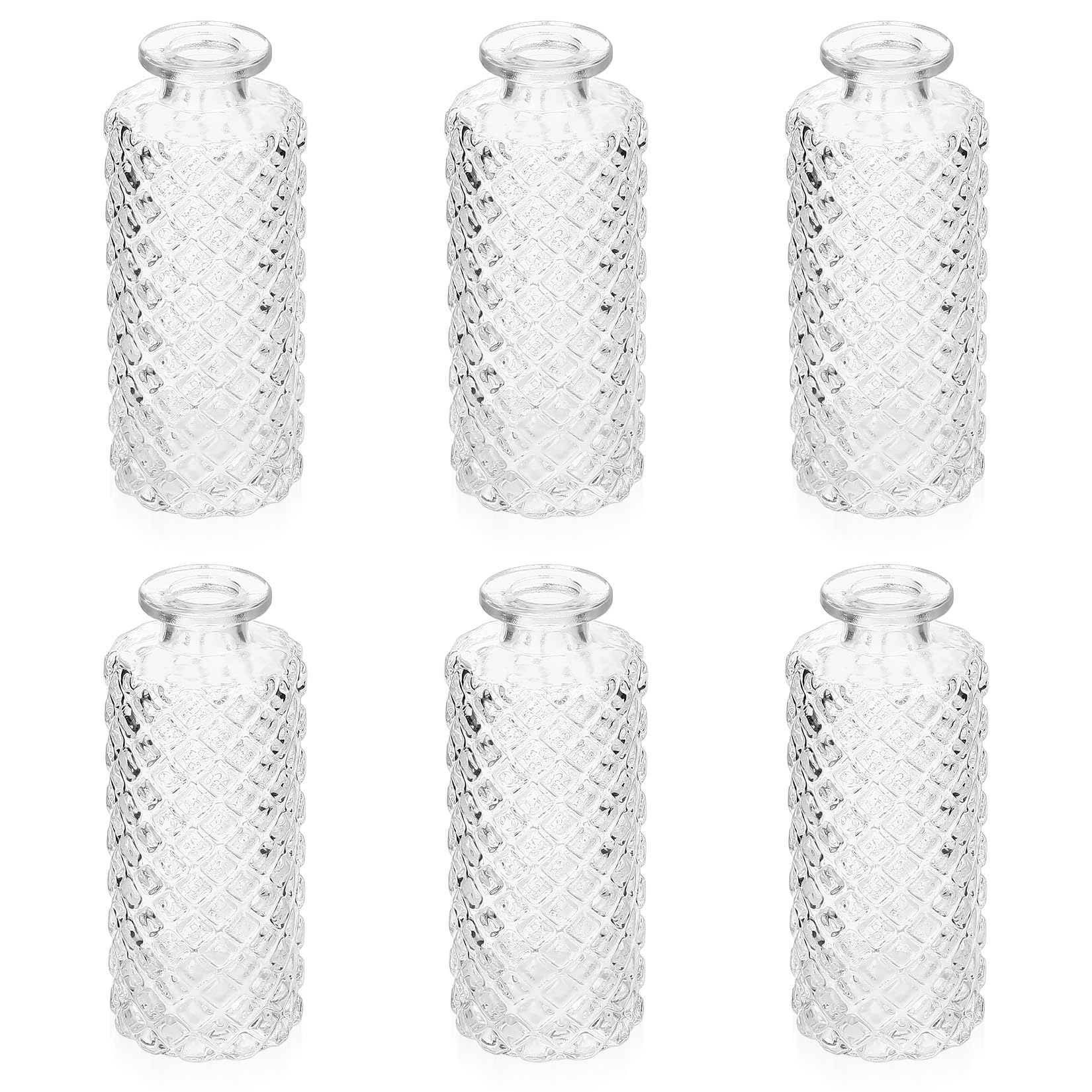 6 Pcs Jarrones Decorativos Modernos, Pequeños Jarrones para Flores, Jarrones de Vidrio, Jarrones de Cristal para Decoración de Mesa Boda, Centros de Mesa Decoracion, 13x5 cm