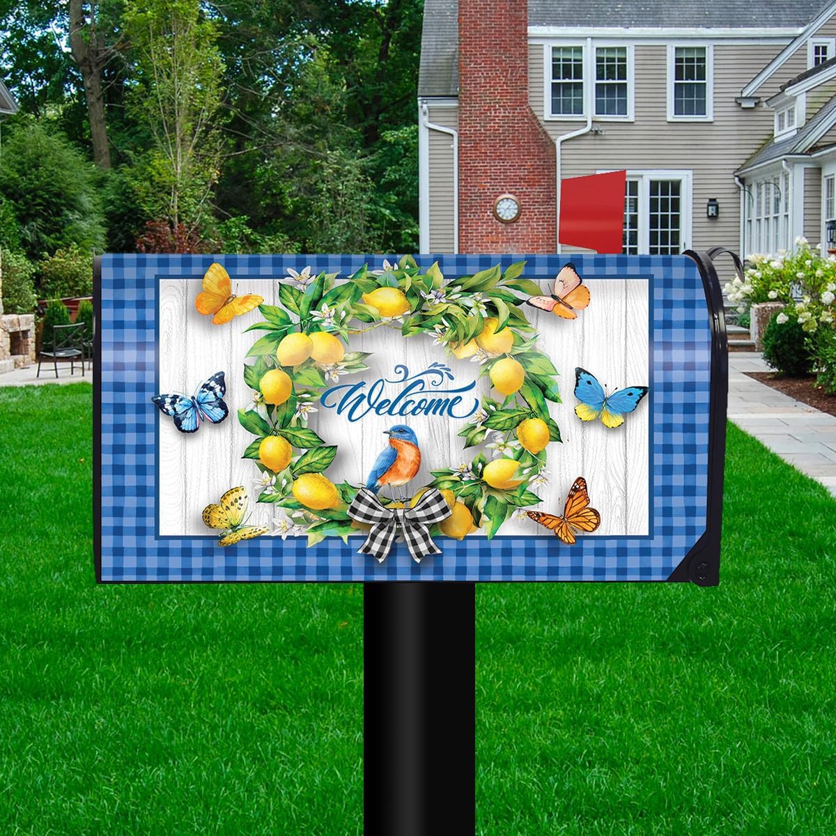 Briarwood Lane Lemon Wreath Spring Magnetic Mailbox Cover Welcome Bluebird Standard