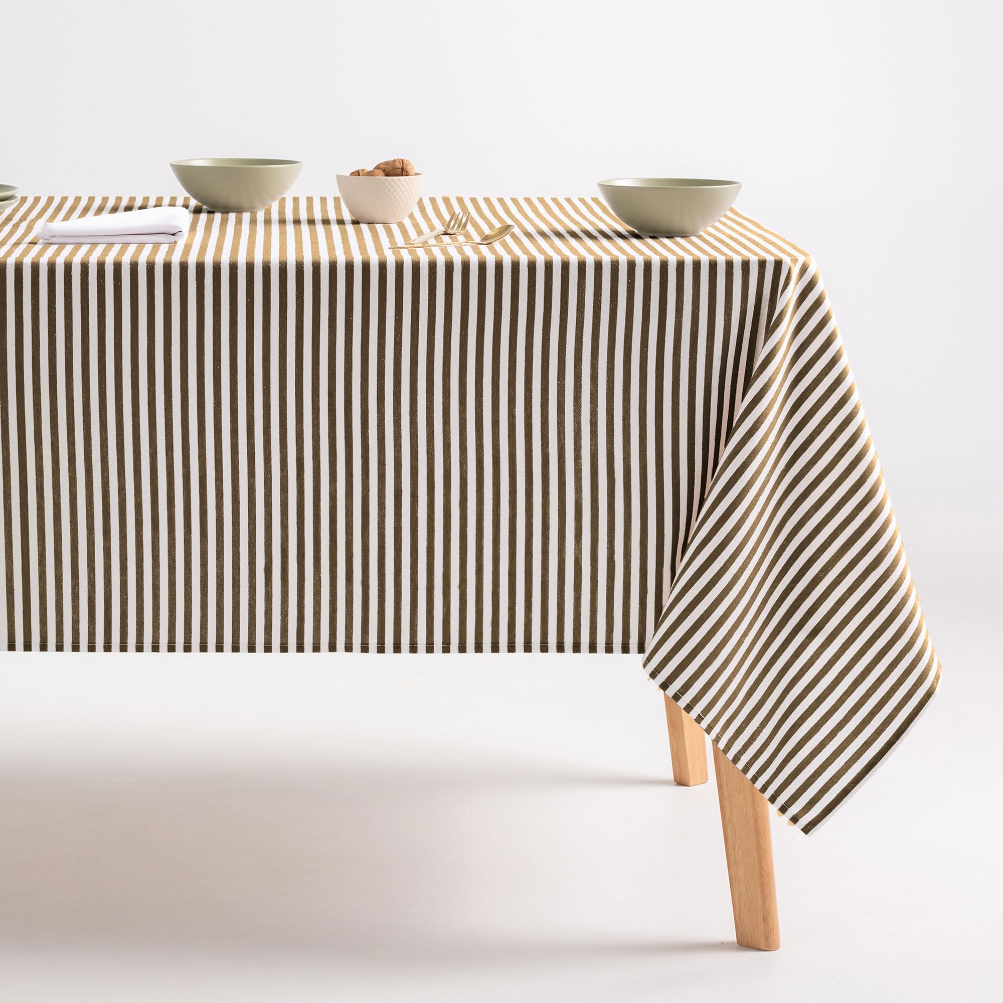 Le linge de Jules Nappe Anti-Taches Stevia - Ronde 160 cm Noir/Beige