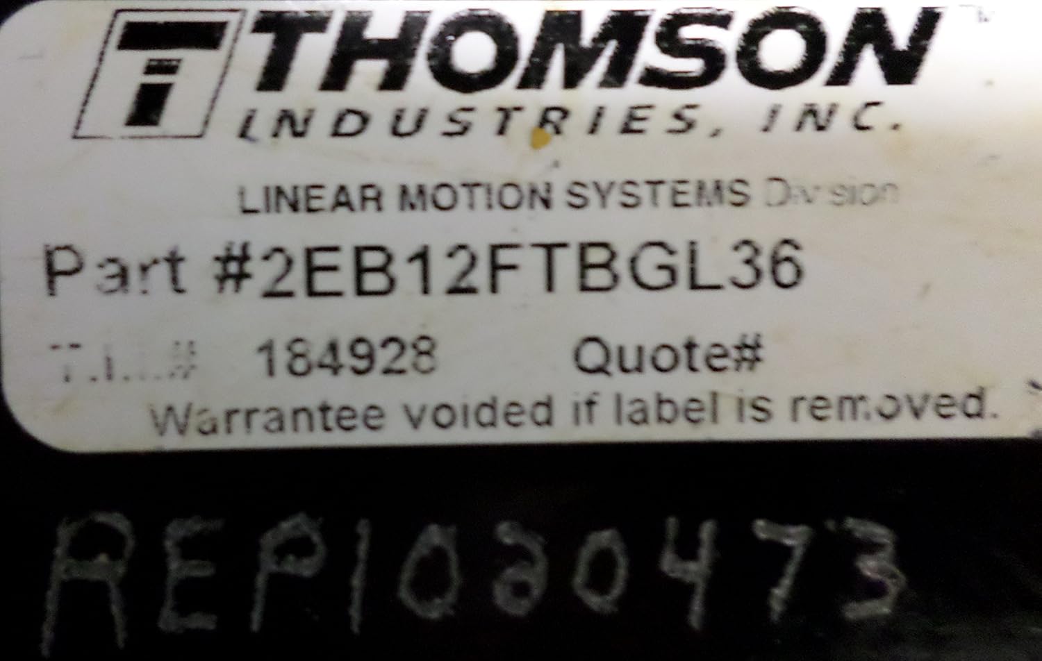 THOMSON, LINEAR MOTION SYSTEM, 2EB12FTBGL36, NNB
