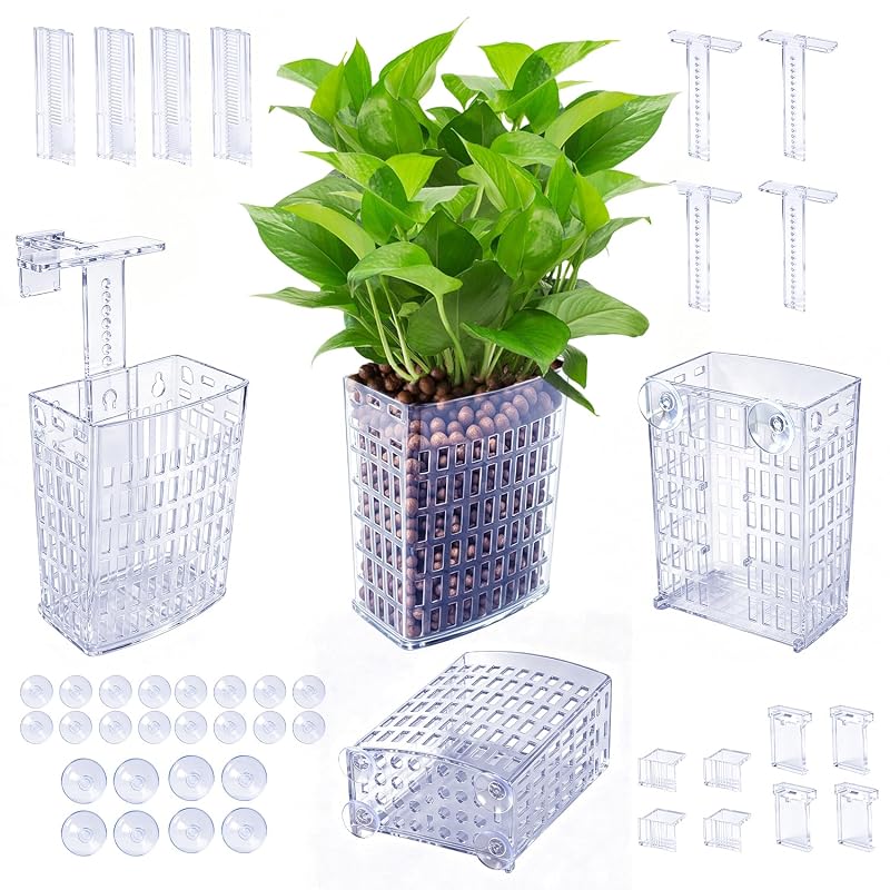 Suporte ajustável para plantas de aquário em plástico ABS transparente TOYEYE, pacote com 4