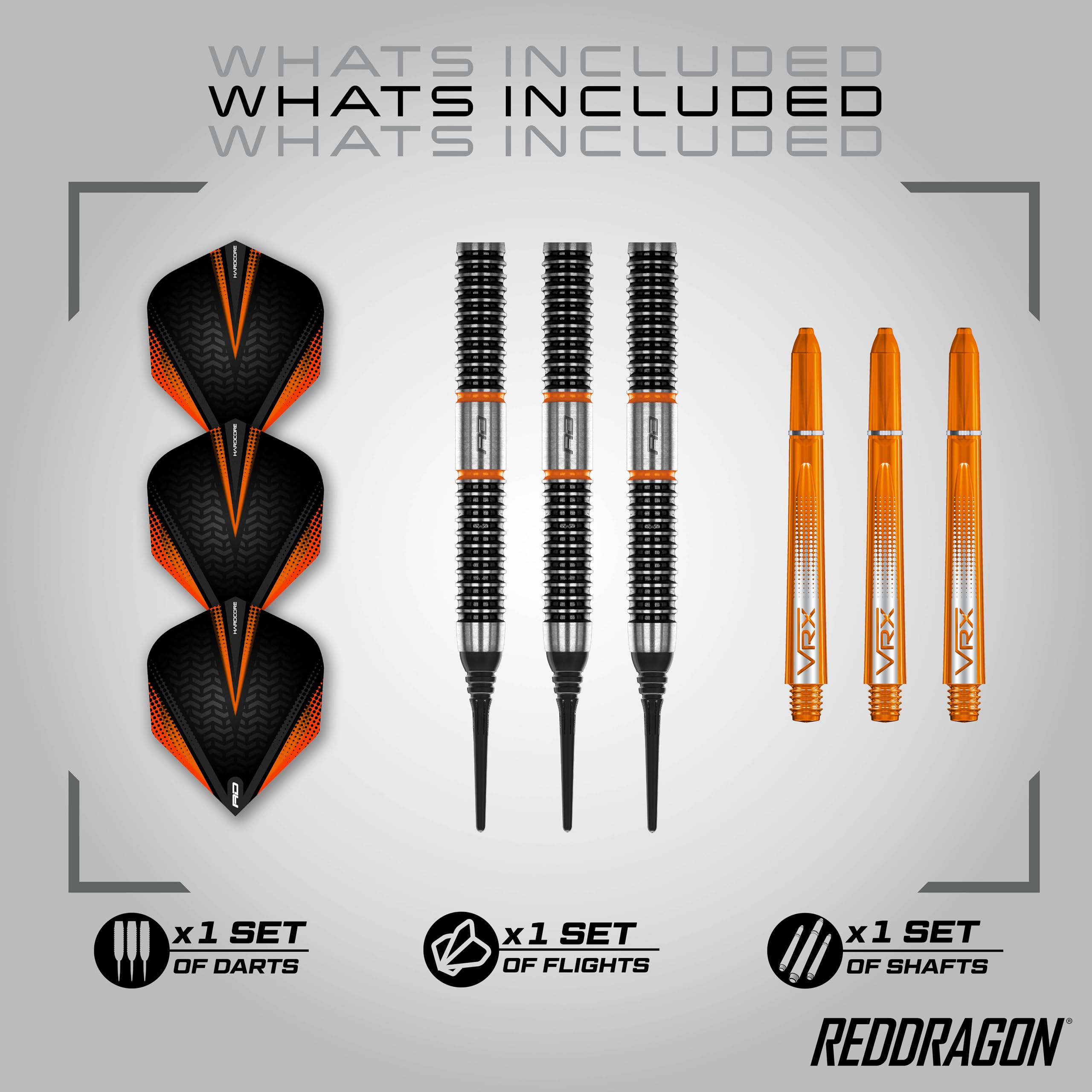 RED DRAGON Amberjack Series Softip Profi Dartpfeile 18 Gram Darts Set mit Flights und Schäfte