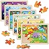 SYNARRY Wooden Dinosaur Jigsaw Puzzles For Kids Ages 3 4 5 6, 4 Packs 24 Piece | UK - View #7