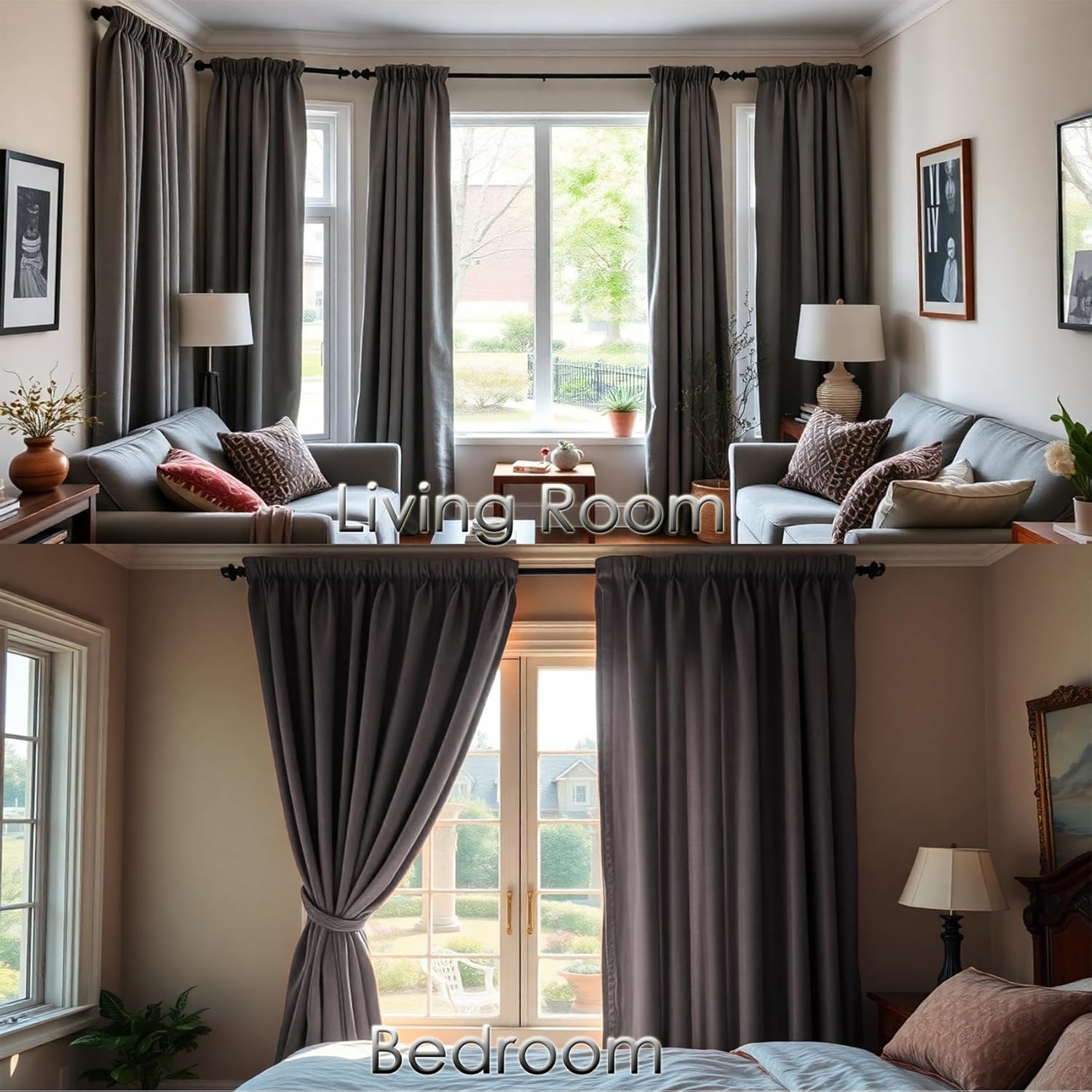 Teetia Elegant Gray Velvet Curtains, Luxury Heavy Room Darkening Thermal Gray Velvet Curtains for Bedroom Living Room (Dark Gray, W52*L108 inches)