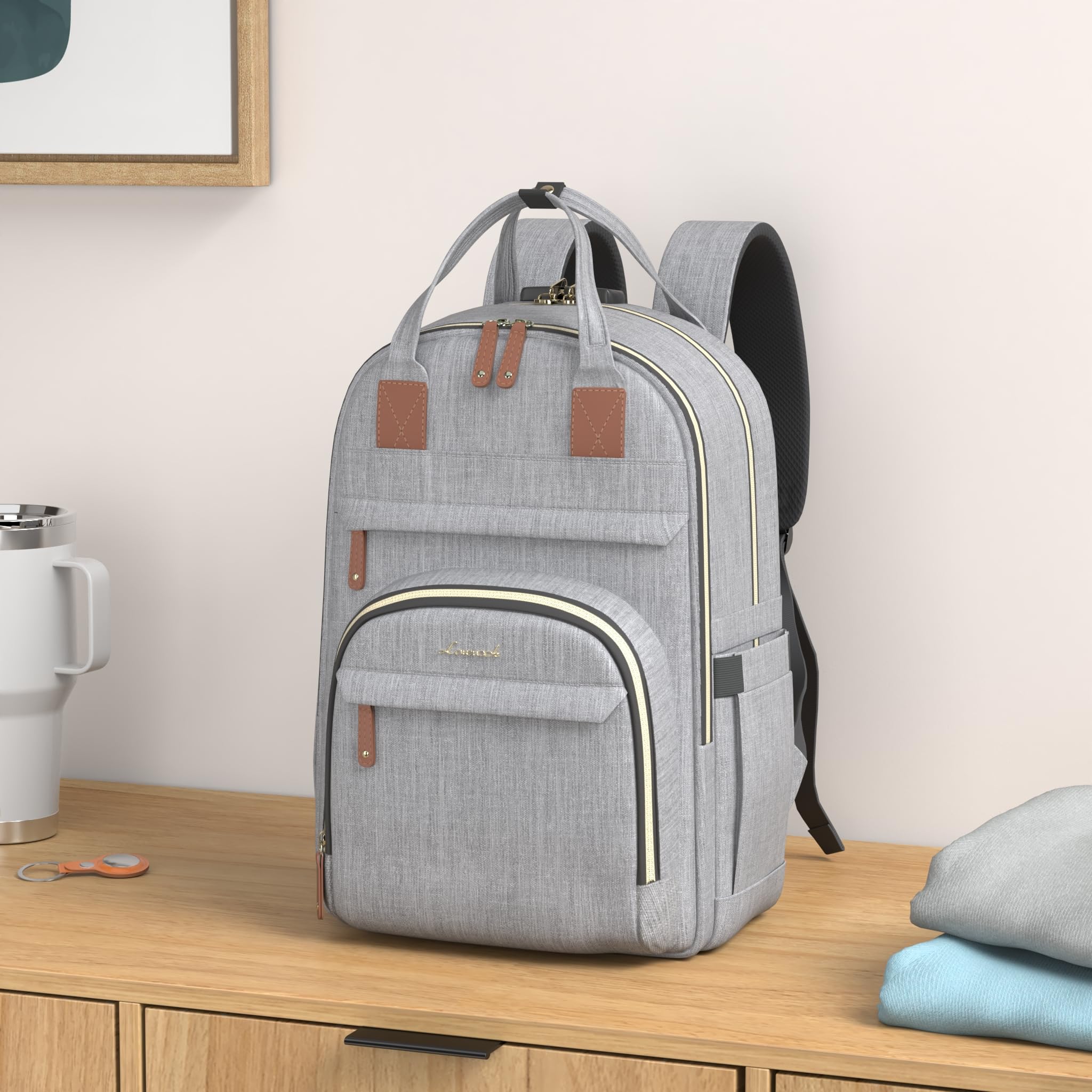 LOVEVOOK Zaino Donna Porta PC Antifurto con Serratura Codificata, 15,6 Pollici Zaino per Laptop Impermeabile Portatile Grande con Porta di Ricarica USB, Zaino per Viaggi Affari Scuola
