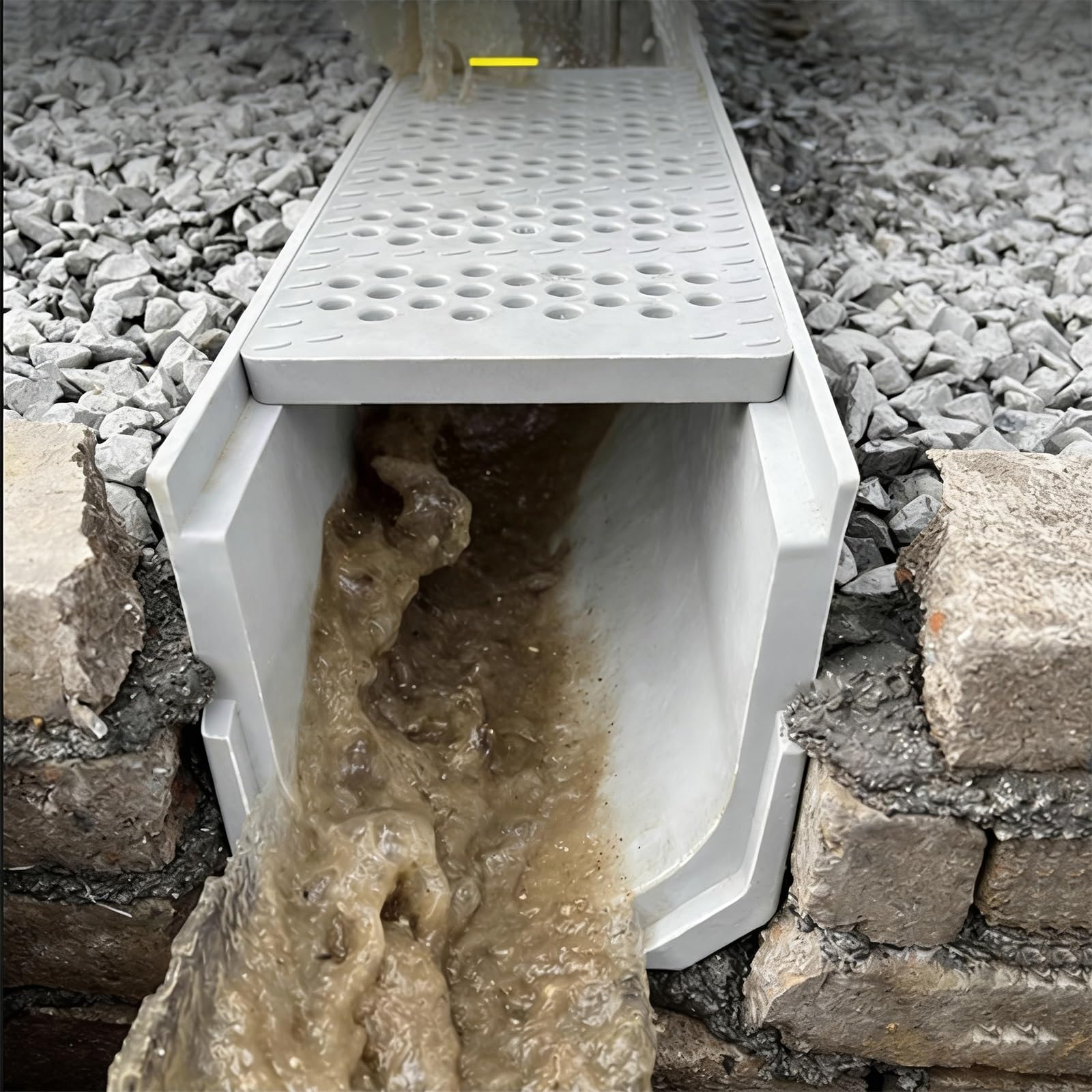GLDYTVF Heavy-Duty Drainage Channel System with Grate Linear Drainage for Concrete Entrances Rainwater Gutter for Cars & Patios (Style 1 39.4"x9.8"x7.9")