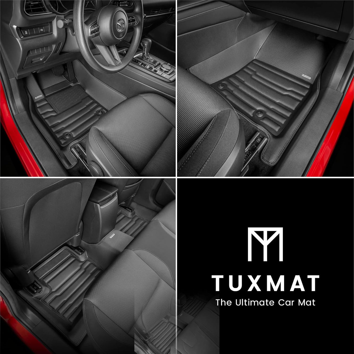 TuxMat - for Mazda 3 FWD 2019-2026 Models - Custom Car Mats - Maximum Coverage, All Weather, Laser Measured - This Full Set Includes 1st and 2nd Rows