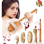 Zeutch Premium Dry Brushing Body Brush Set for Lymphatic Drainage and Cellulite Treatment, Boar Bristle Long Handle Face Cleansing Brush for A Glowing Skin, 5 Pack