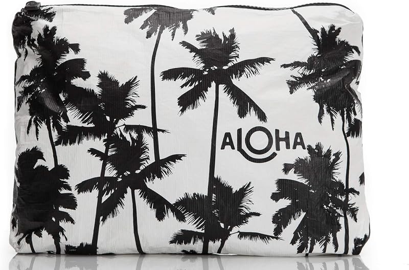 Necessaire ALOHA Collection Mid Pouch Coco Palms, preta, 29,21 x 5,08 x 21,59 cm