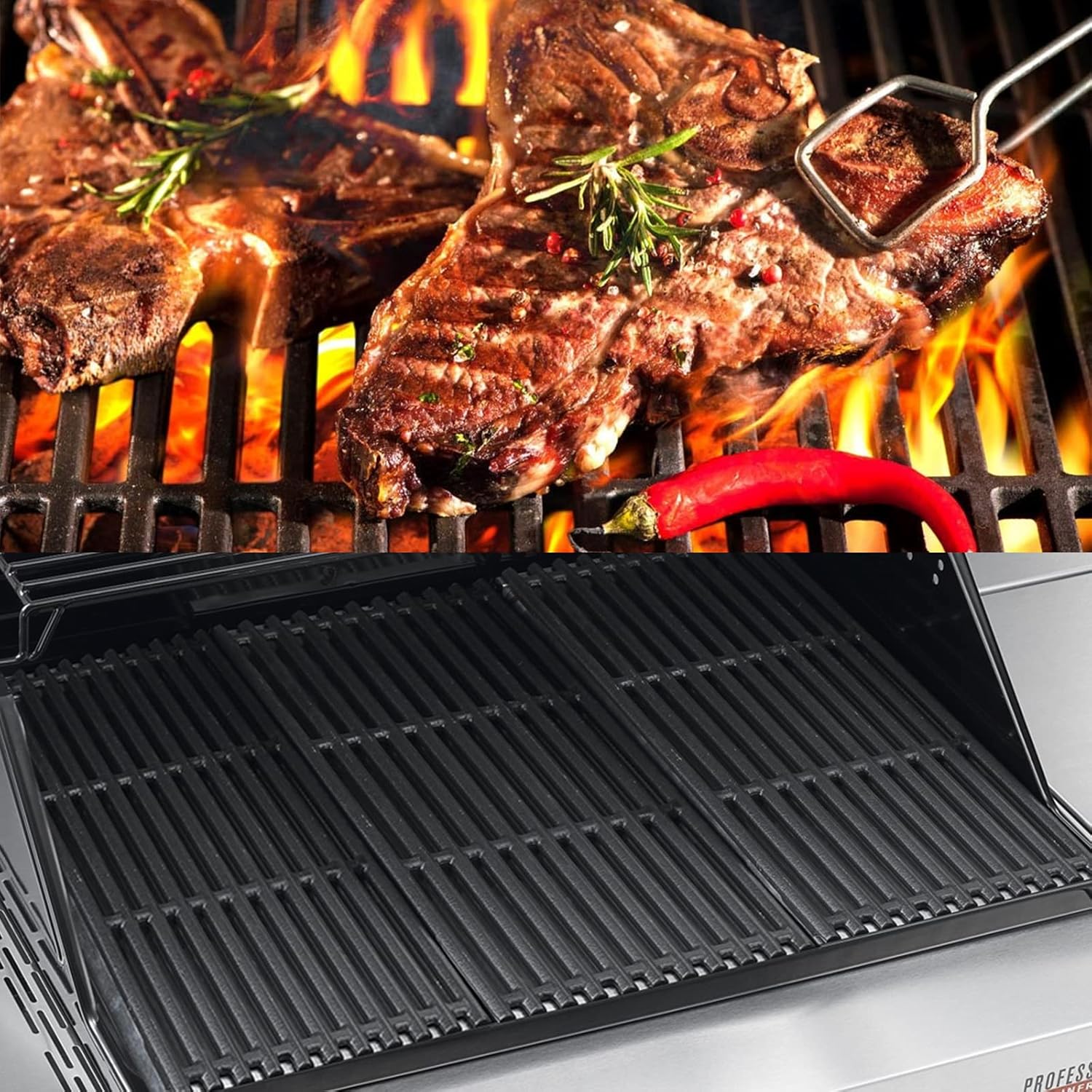 Criditpid Grill Grates for Charbroil Commercial Tru Infrared 3 Burner 463242516 463242515 G474-0017-W2 G466-0025-W1A, 17" Cast Iron Cooking Grates Replacement Parts for Char-Broil 466242615, 463243016