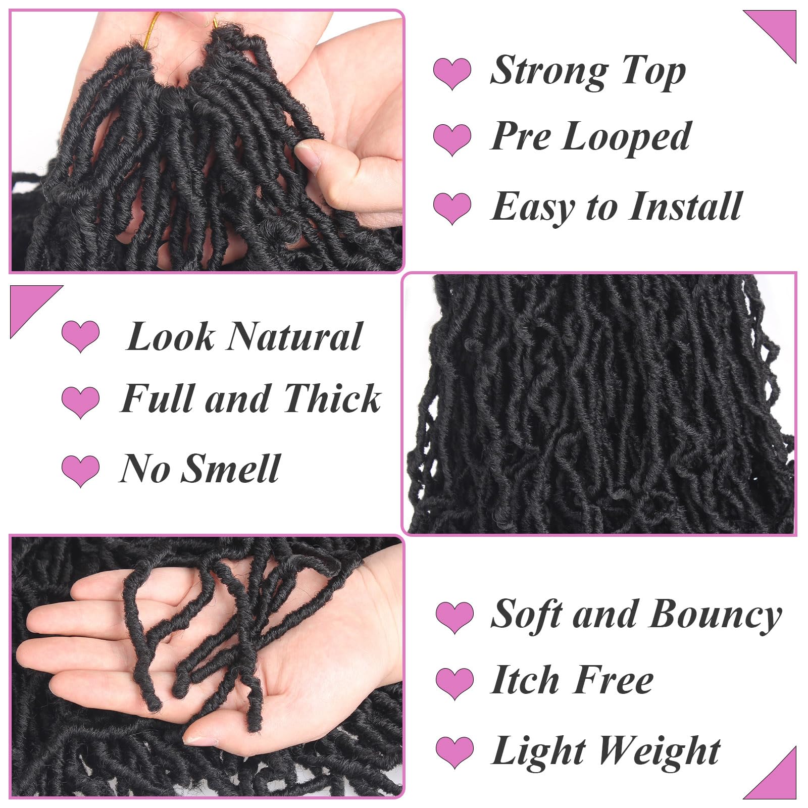 45,7 cm künstliche Locs Häkelnadel Hair Soft Locs 7 Packs Pre-looped New Faux Locs Crochet Braids Natural Black Goddess Locs Crochet Hair Extension Curly Locs Braiding Hair Synthetic for