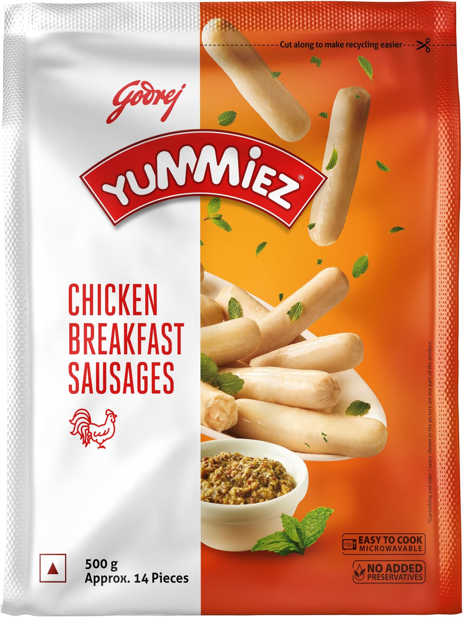 Yummiez Godrej Chicken Breakfast Sausage Pouch, 500 g