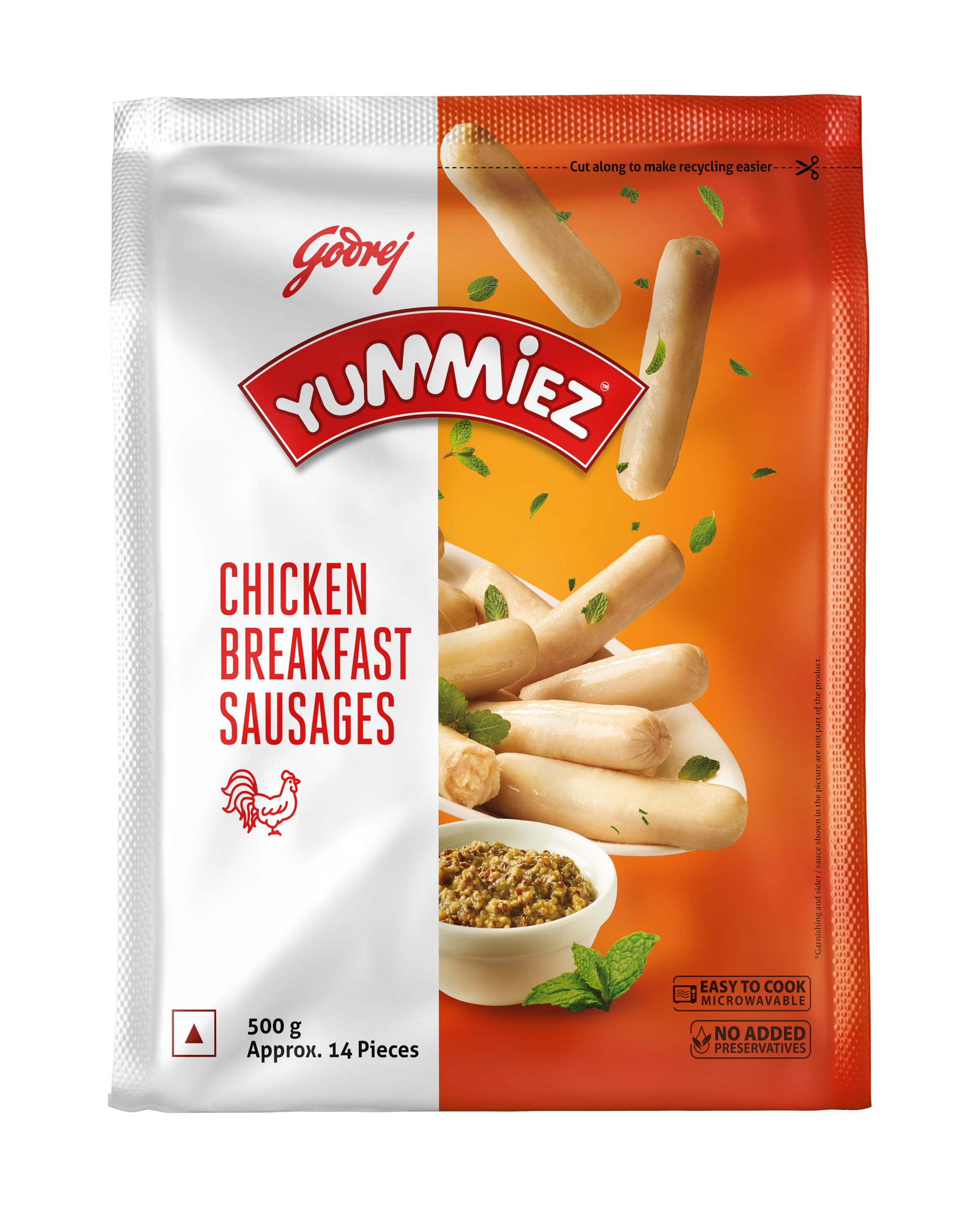 Yummiez Godrej Chicken Breakfast Sausage Pouch, 500 g