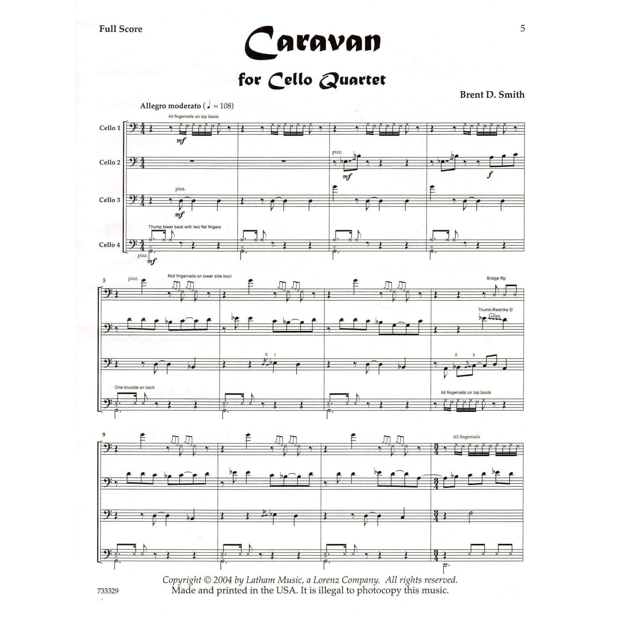 Caravan for Cello Quartet