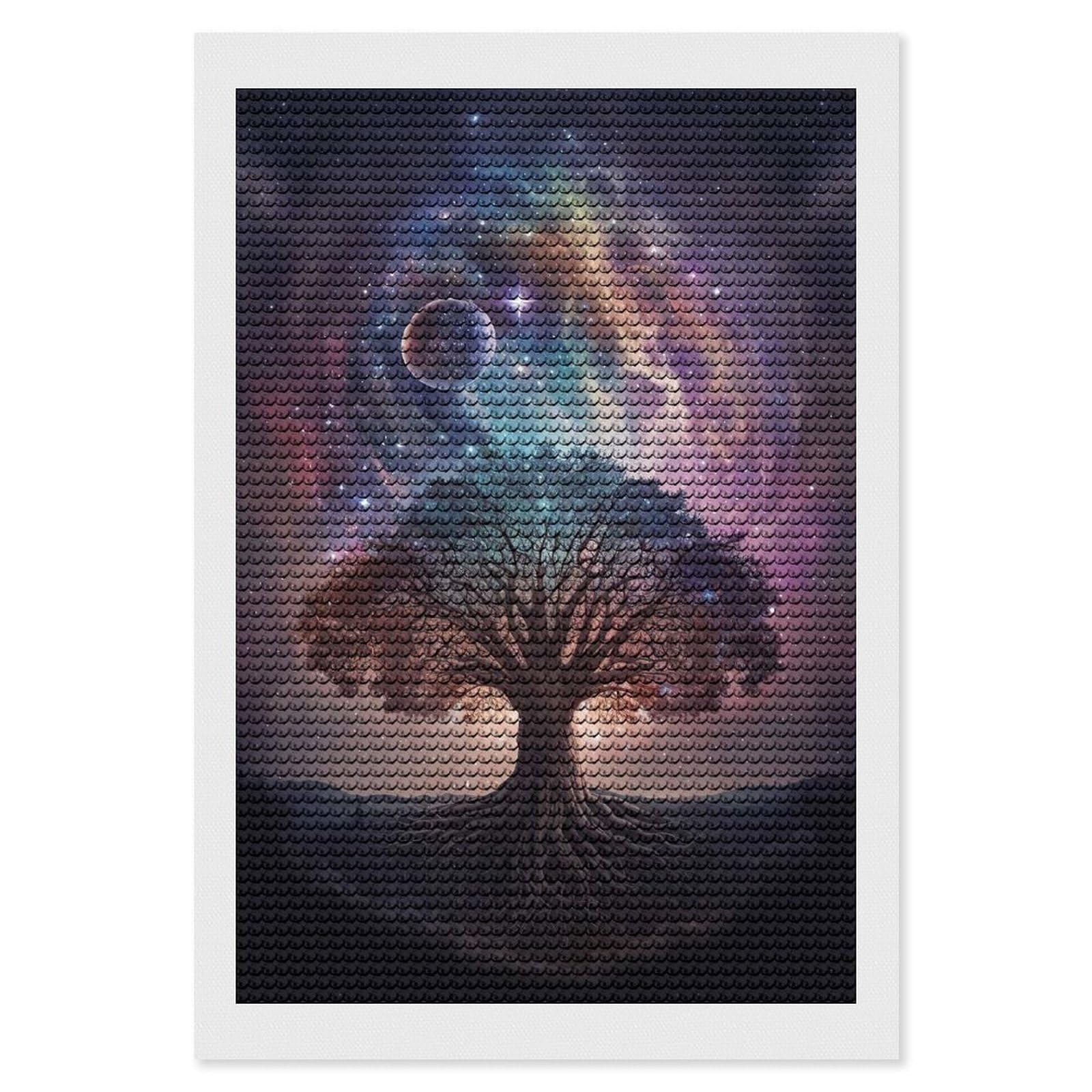 Junmoney Space of Tree Diamond Painting Kit 8"x12", Easy Handmade Project, Easy to Enjoy, Aesthetic Room Decor, Christmas Gift