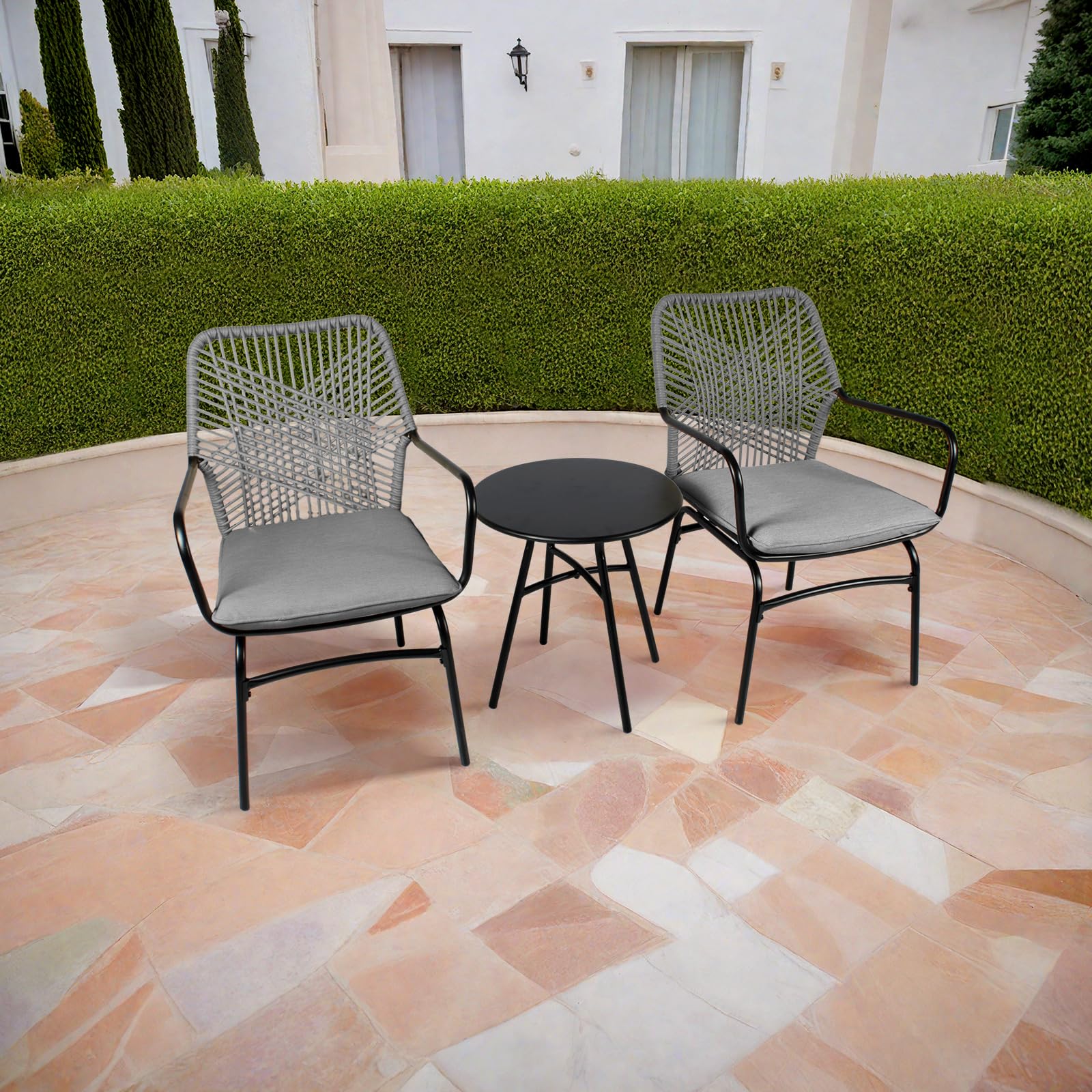 RANSENERS Ensemble de Bistro Balcon 3 Pièces - 2 Chaises et 1 Table - Parfait pour Les Loisirs dans Le Jardin ou sur Le Balcon