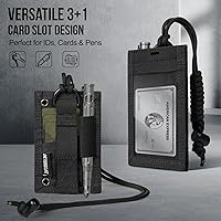 Vista 4 de OneTigris Tactical ID Card Holder Hook & Loop Patch Badge Holder Neck Lanyard Key Ring and Credit Card Organizer (Black)