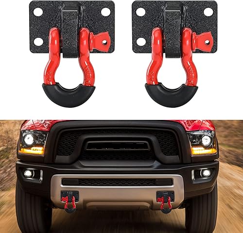 BESTZHEYU 2 soportes de montaje de gancho de remolque delantero con grillete de anillo D de 34 pulgadas para 2010, 2011, 2012, 2013, 2014, 2015,