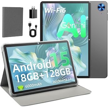 Tablet 10.1 Inch with Case Android 15 Tablets 18GB RAM + 128GB