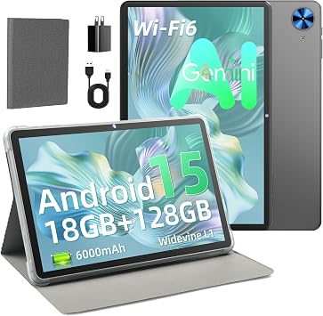 Tablet 10.1 Inch with Case Android 15 Tablets 18GB RAM + 128GB