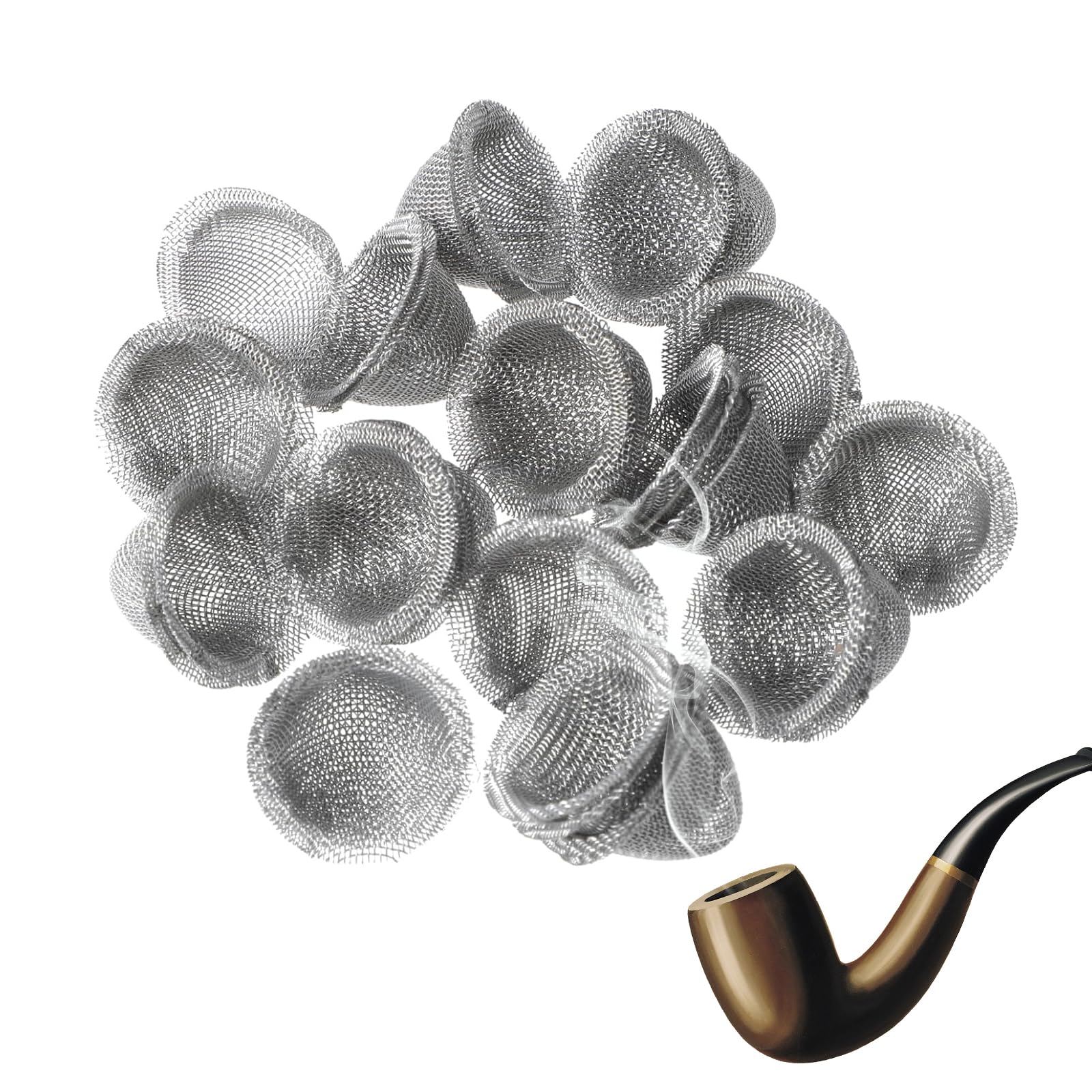 60pcs Stainless Steel Pipe Screens Filter, 16mm Metal Mesh Pipe Gauze, Reusable Bong Mesh Bowl Filter, Adjustable Size Tapered Mesh Filter for Glass Pipe, Vaporizer, Bongs Accessories