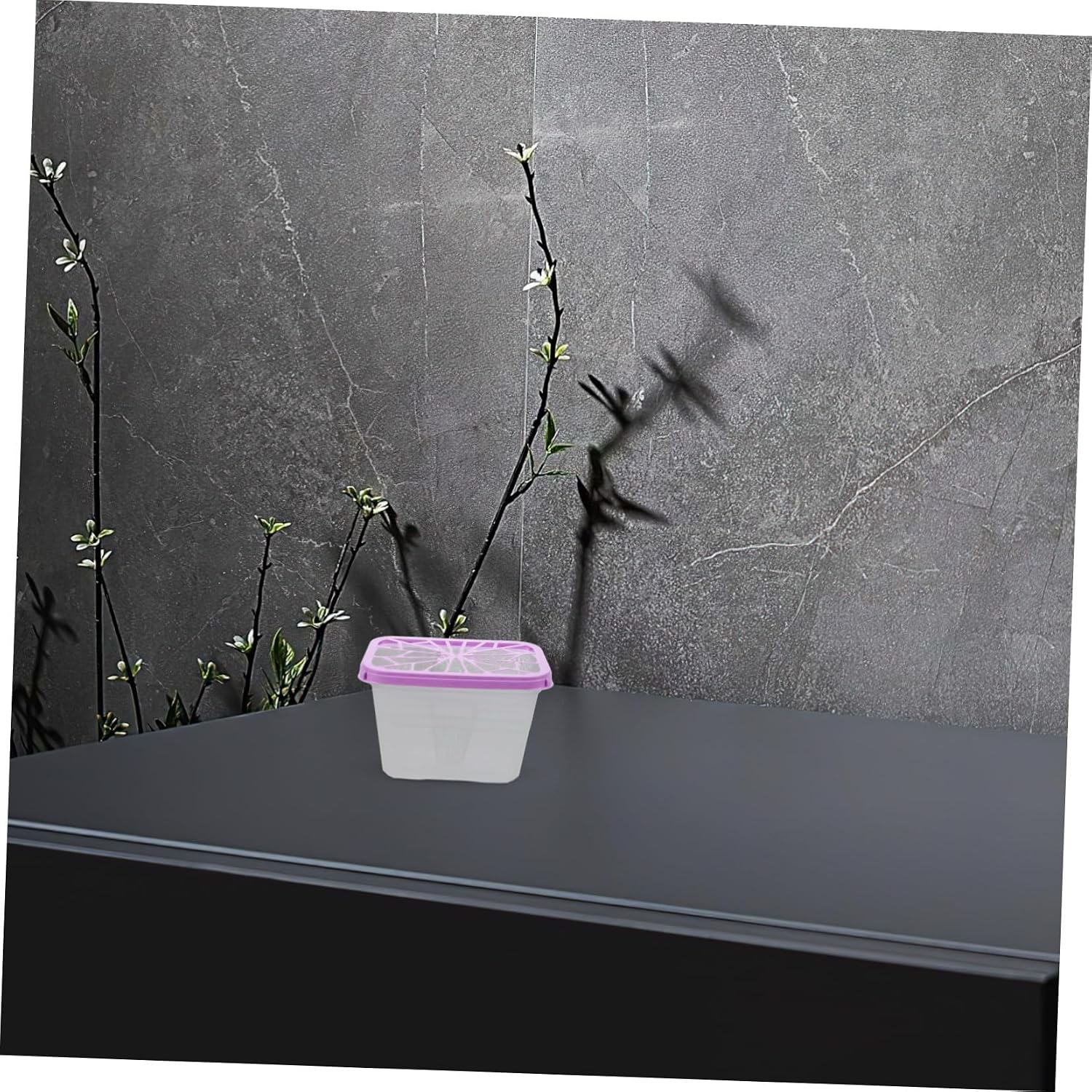 PRETYZOOM 4-Pack Empty Moisture Absorber Boxes Reusable Water Absorbing Holders for Closet Cabinet Dehumidification 5.90X3.93X3.74In Large Capacity Storage Containers for Home Indoor Use