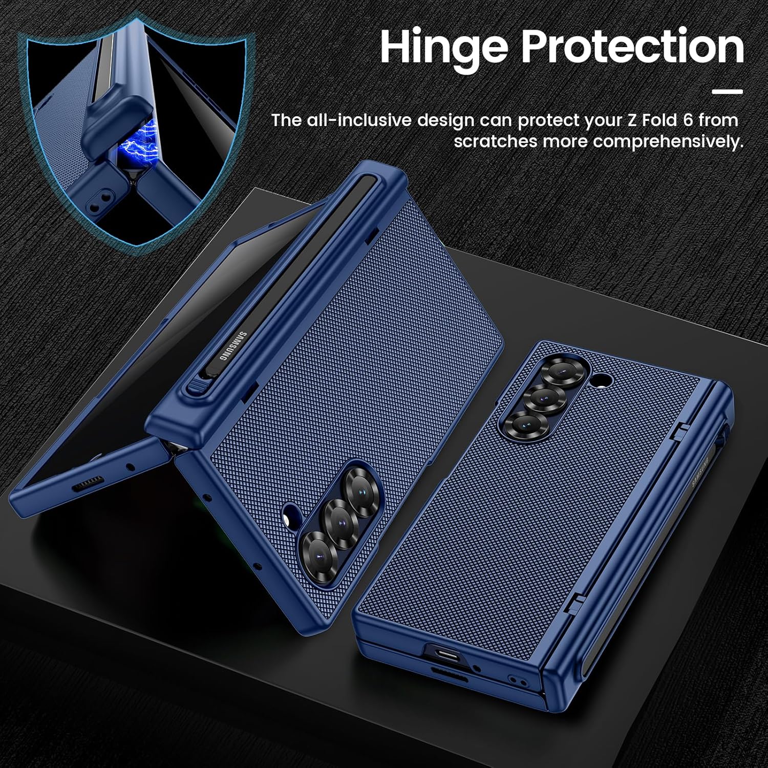 VEGO for Galaxy Z Fold 6 Case, Compatible with MagSafe, with Built-in S Pen Holder (S Pen Not Included) & Hinge Protection & Privacy Screen Protector Magnetic Cover for Samsung Galaxy Z Fold 6- Blue