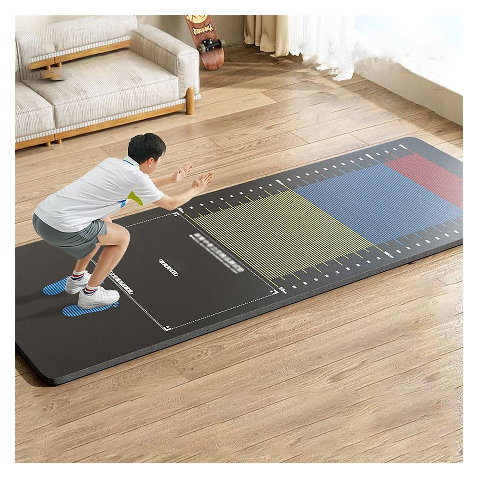 Colchoneta de salto de longitud de PVC 2,47x0,9m negra para entrenar en casa y exterior