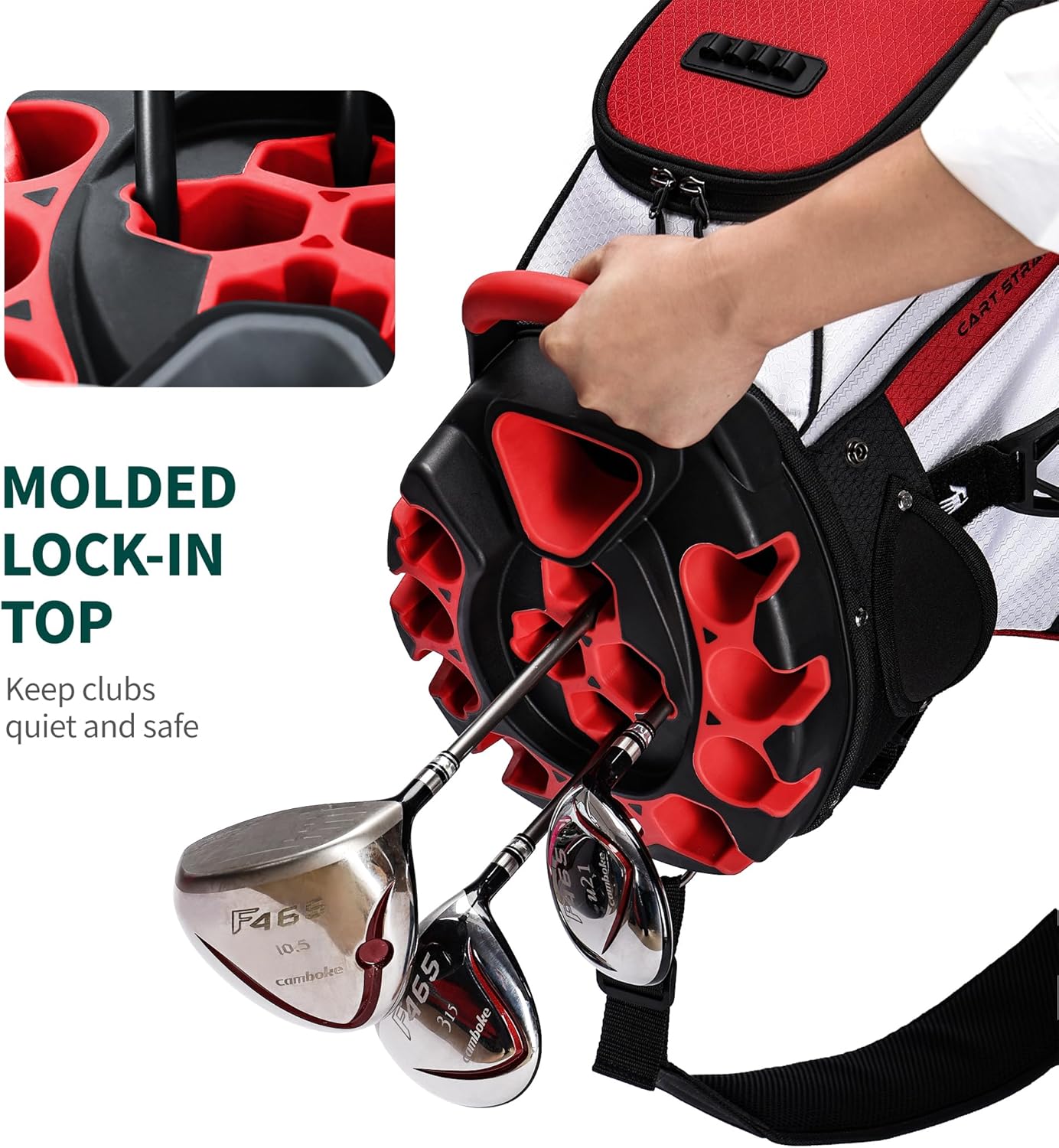 Golf Cart Bag with 14 Way Divider, Lightweight Golf Club Bag with Cooler Pocket, Valuables Pocket, Glove & Accessory Storage, Removable Pocket, Durable Organizer for Men & Women