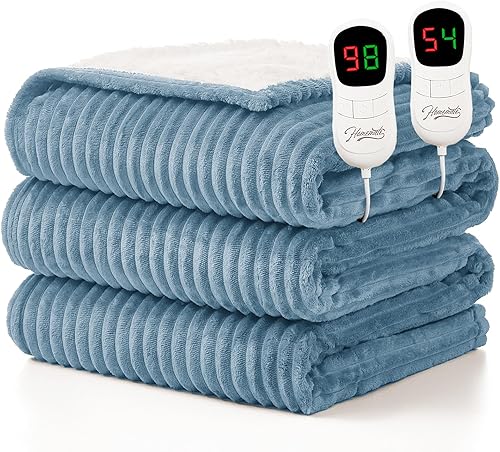 Vista 192 de Homemate Manta térmica eléctrica de 50 x 60 pulgadas, manta térmica de 1/2/4/6/8 horas de apagado automático, 10 niveles de calor, protección contra