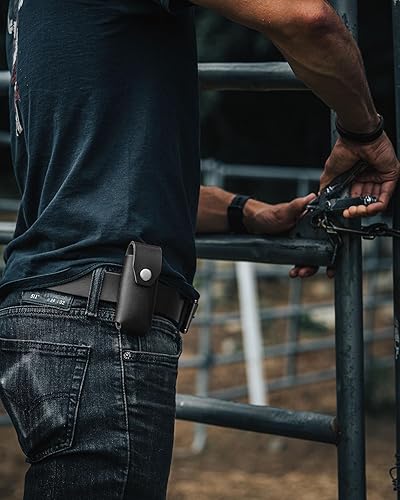 Miniatura 4 de American Bench Craft Estuche de cuero remachado para múltiples herramientas para Gerber Center-Drive - Funda de cuero (negro)